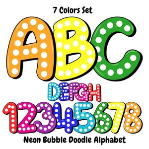 Bright Bubble colorful letters png, Dalmatian Alphabet bundle, polka dot alphabet png, marquee letters png, doodle dot font,Digital Download