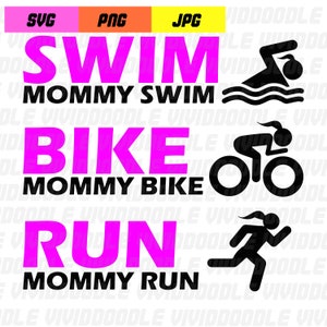 Mommy Tri Swim Bike Run Triathlon Design PNG, JPG, SVG Digital Download File, Sublimation