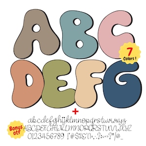 Letras Retro Png, Alfabeto Groovy Png, Letras Retro PNG, paleta de cores boho, Pacote de letras do alfabeto png, Sublimação, fonte retro groovy