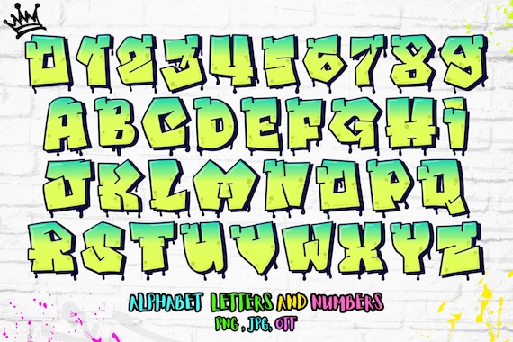 Monster Street Graffiti Alphabet Letters & Numbers PNG File