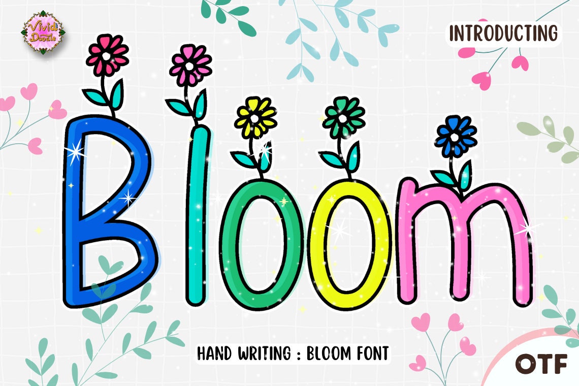 Bloom bubble font procreate, cute fonts for cricut, font bundle for canva, fonts for canva, doodle letters canva, kid font