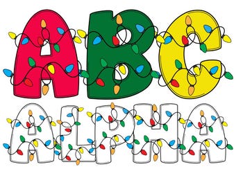 4 Colors Light up Christmas letters, Christmas Alpha Packs, Christmas Alpha Doodle, Christmas Letter and Number, White, Green, Yellow, Red