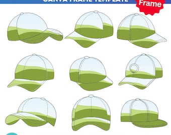 Modello di berretto da baseball Cornice Canva softball / Modello Canva / trascina e rilascia / Crea il tuo png / Pacchetto cornici Canva / berretto da baseball png