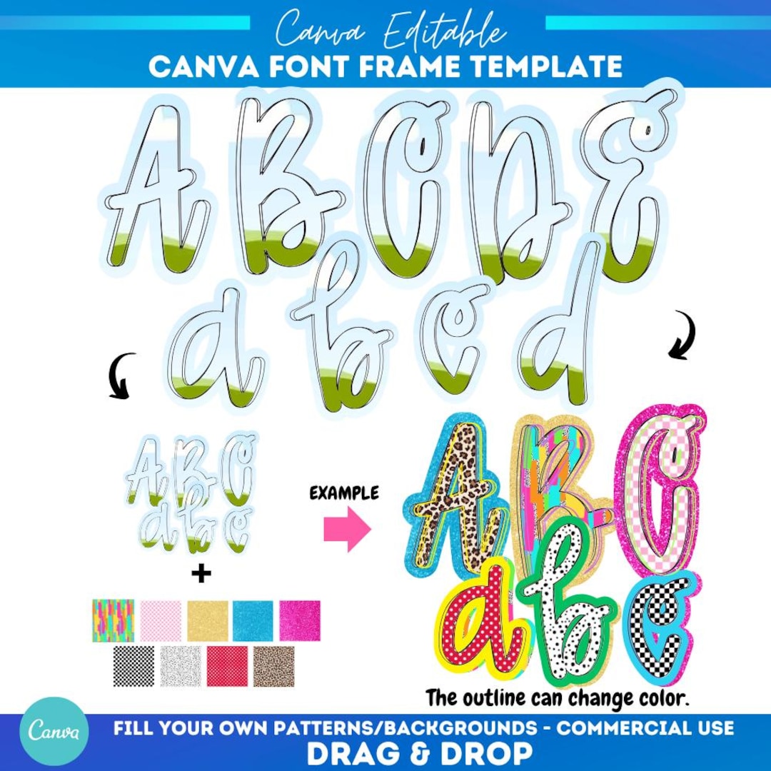 Preppy Canva Border Frames Letters and Numbers Bundle Template ...