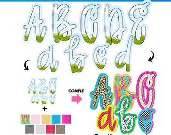 Cadres de bordure en toile BCBG, Lettres et chiffres | Sublimation | Cadre en toile de police de caractères |  Remplir l'alphabet | Cadre en toile monogramme