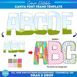 Lehrer Canva Vorlage Alphabet | Sublimationsdesign | Benutzerdefiniertes Füllmuster | Schriftart Leinwandrahmen |  Lehrer Buchstaben png | Leinwandrahmen mit Monogramm