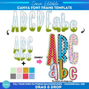 Fuente de marco Canva de verano con alfabeto/sublimación/patrón de relleno personalizado/fuente de relleno con alfabeto/monograma de marco Canva/fuentes alfa de Canva