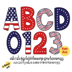 4th of july png bundle, patriotic alphabet, doodle alphabet png, Bundle, dalmatian dots custom png, Font Duo, 4th of July png Bundle