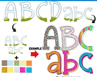 Canva Doodle Numbers and Letters | preppy letters blank | doodle canva alphabet | Canva Frame Monogram | canva alpha fonts