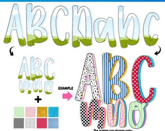 Alpha doodle template Canva | Sublimation Design | Custom Fill Pattern | Font Canva Frame |  Fill in Alphabet | Canva Frame Monogram