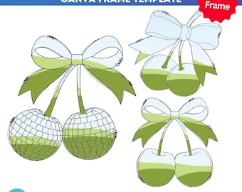 Cherry Coquette Canva Templates | Drag and drop Canva frames | make your own png | Cherry Bow Png |  Love You Cherry Much | cheetah bow png