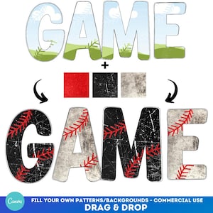Lettere con cornice Canva Baseball Mama / cornice trascina e rilascia / crea il tuo png / pacchetto cornici Canva / Sport / Mamma / Momma / Nome / Titolo