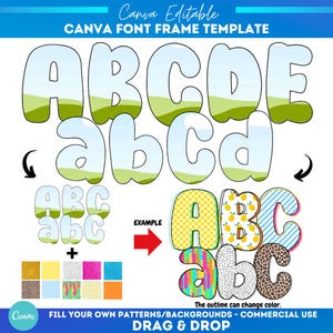 Bubble Canva frame font Alphabet | Sublimation | Custom Fill Pattern | Canva Frame Monogram | canva alpha fonts | School Teacher letters