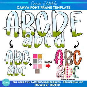 Preppy Teacher canvas lijstsjabloon alfabet | Sublimatie | Aangepast opvulpatroon | Lettertype canvaslijst |  Alfabet invullen | Zomerschool