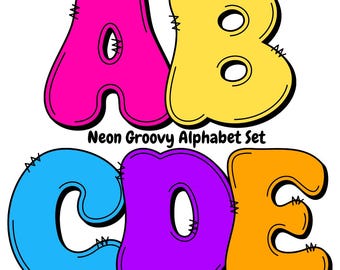 Neon alphabet png | Bright Alphabet clipart Font | Colorful letters Numbers | Kindergarten, School, Teacher Fonts |  Sublimation PNG