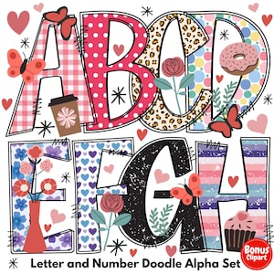 Alfabeto de flores para el día de la madre / Letras PNG para el día de la mujer / Alfabeto inflado / Diseño de sublimación / Preppy Mama PNG / Cute Mama PNG / Letras Doodle