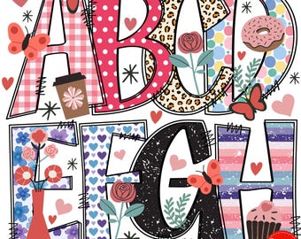 Mother day flower alphabet  | Women day png letter | puffy alphabet | Sublimation Design | Preppy Mama png | Cute Mama png | Doodle Letters