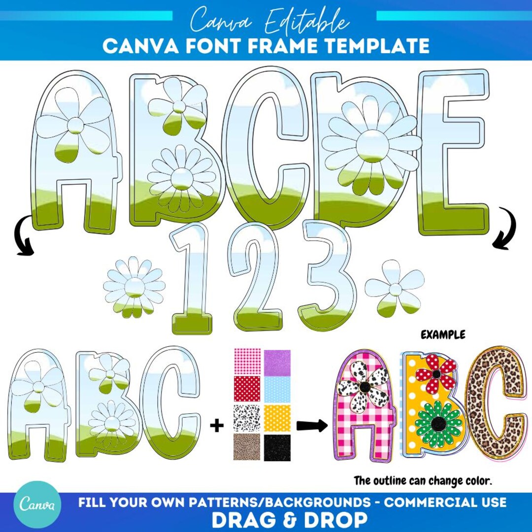 Floral and Flower Canva Alpha Frame | Sublimation | Custom Fill Pattern ...