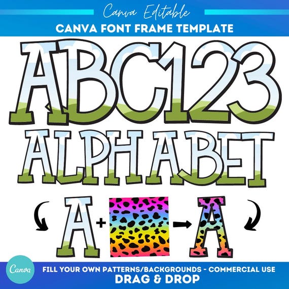 Canva Letter Frames Teacher | Editable Alphabet Font Frame Template | Drag & Drop Design for Custom Pattern