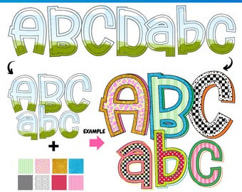 Back to School Summer Canva frame font Alphabet | Sublimation | Custom Fill Pattern | Fill in Font Alphabet | Canva alpha fonts | Girly