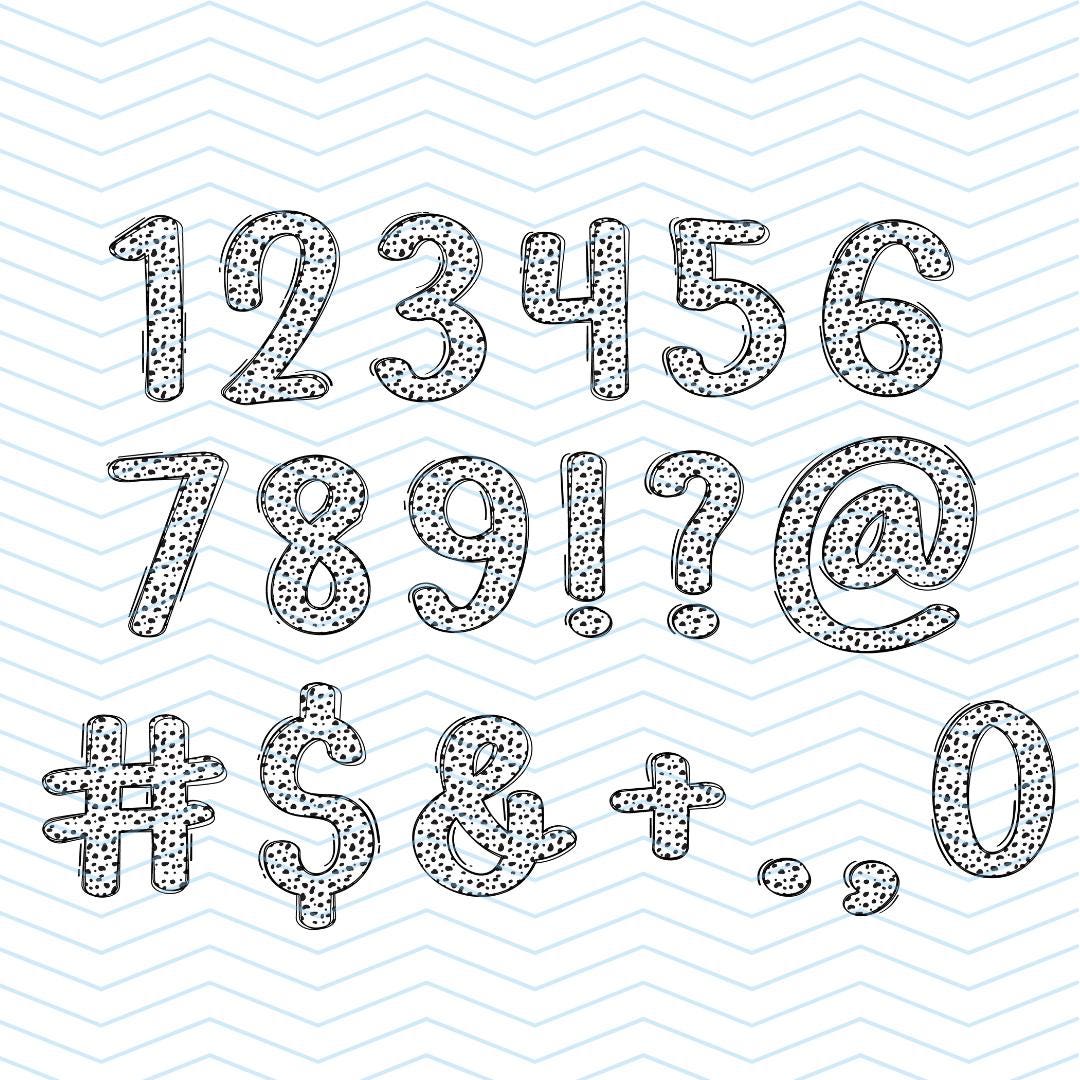 Dalmatian Doodle Font | Playful Spotted Alphabet PNG | Uppercase