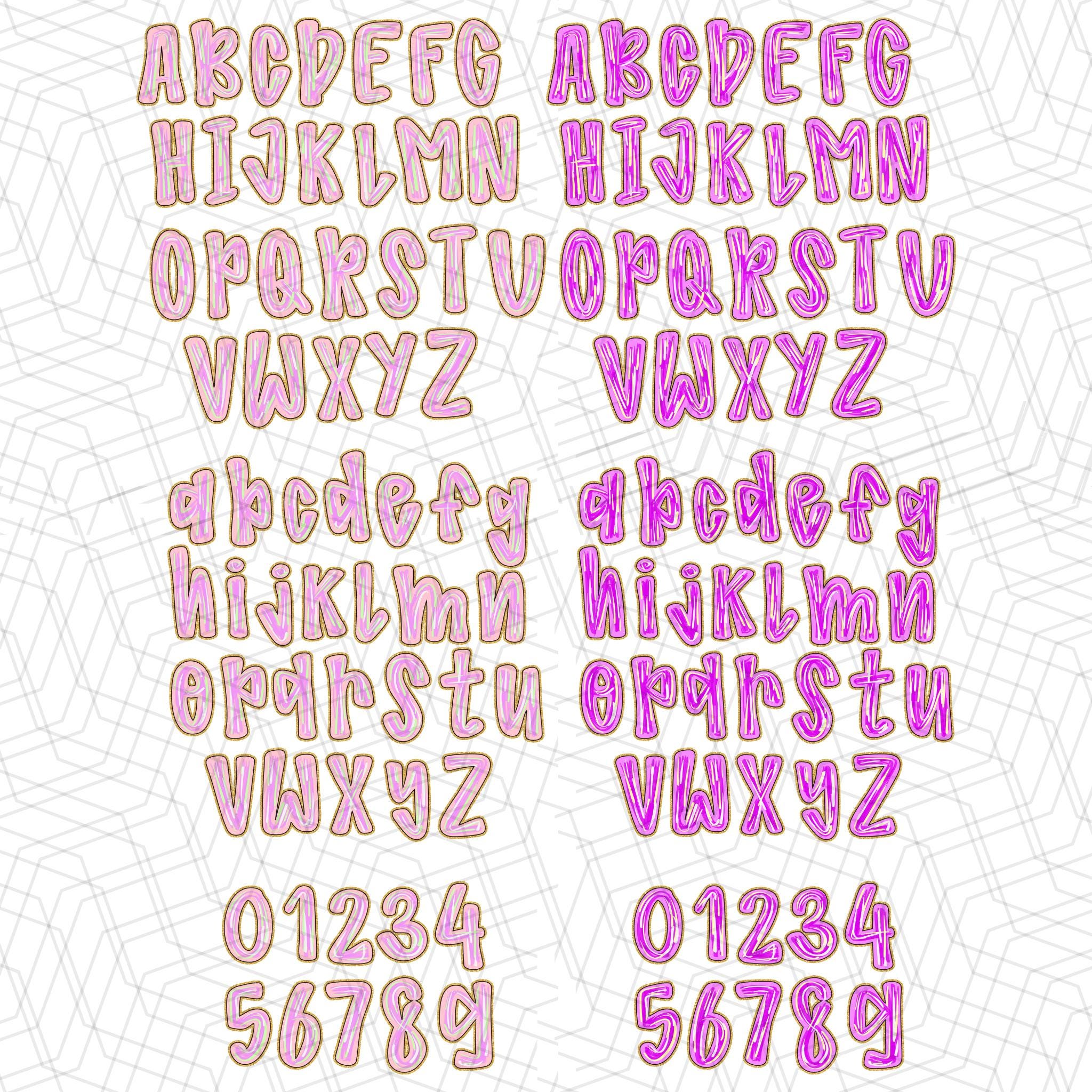 Preppy Brushstorke Spring Alphabet PNG | Doodle Alpha Font | School ...