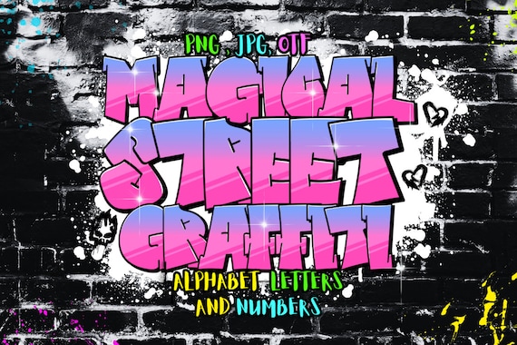 Magical Street Graffiti Alphabet Letters & Numbers PNG File