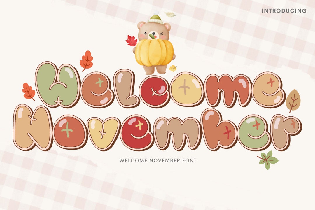 November Lettering Round Welcome November Bubble Font Procreate, Cute Fonts for Cricut, Font ...