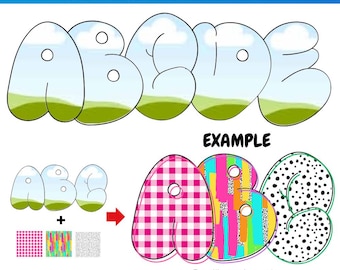 Bubble Letter Canva Rahmen Vorlage | Sublimationsdesign | Füllmuster | Schriftart Leinwandrahmen |  Bitte Alphabet | ausfüllen Gekritzel Leinwandrahmen