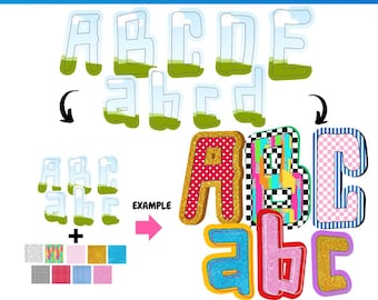 Doodle Alphabet Bundle Canva Frame Template | Letter Sublimation | Font Canva Frame |  Fill in Alphabet | Canva Frame Monogram