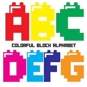 Playful Smart Brick puzzle letters PNG | Letter and numbers | 7 Colors Set | Birthday Font | boys and Girl alphabet