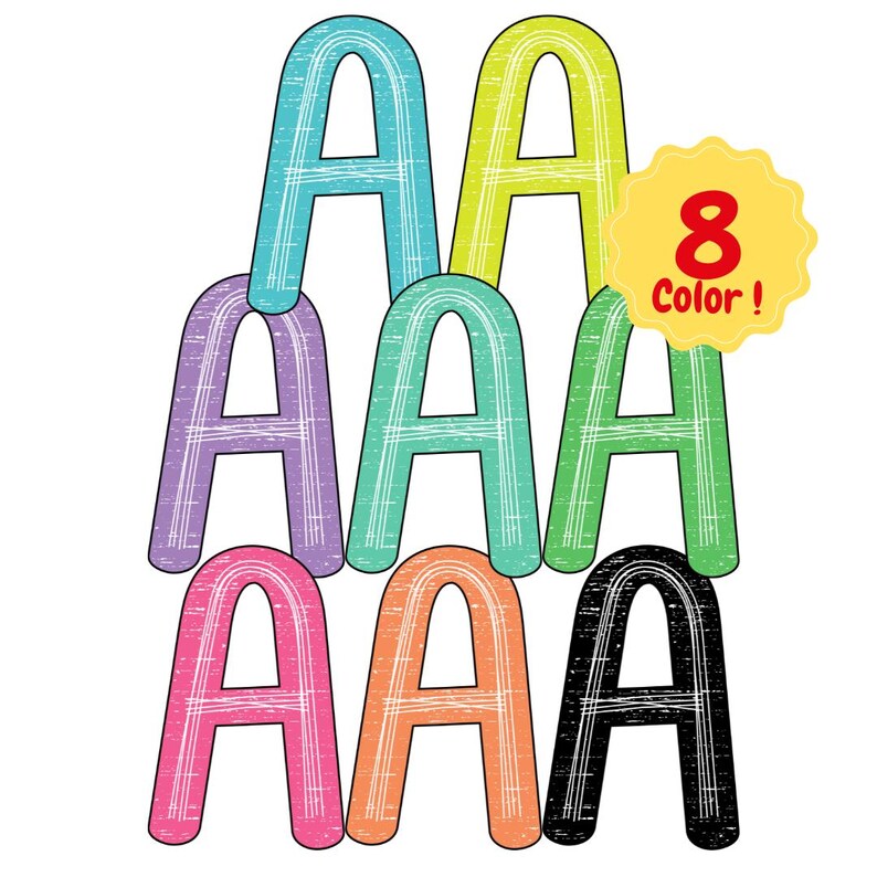 Neon Doodle Letters PNG: Grunge, Distressed, Hand-drawn Alphabet ...