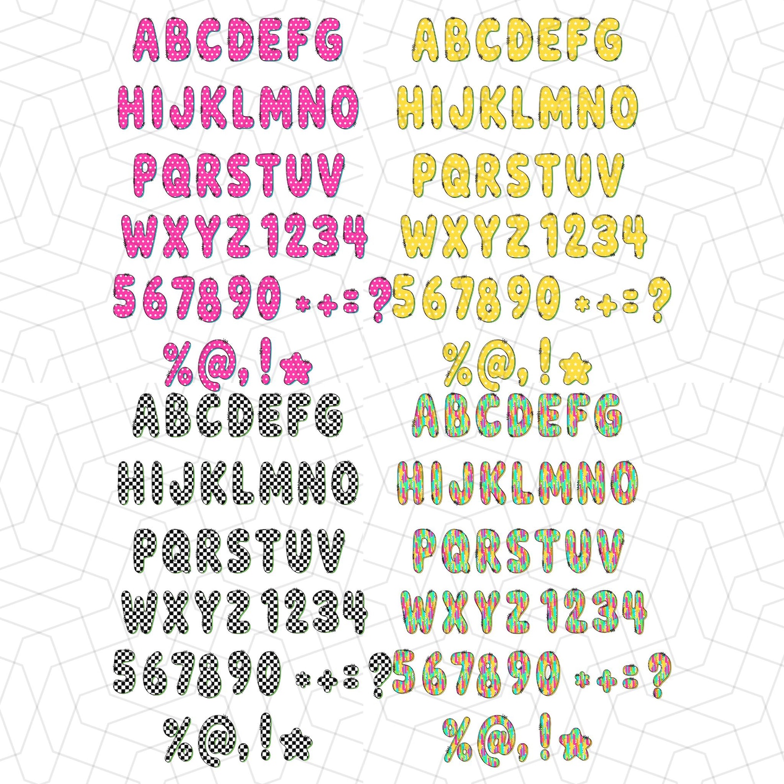 Preppy Bubble Summer Alphabet Letters | Doodle Alpha Font Letter and ...