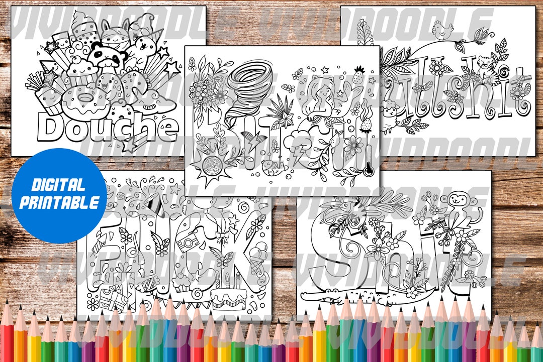 Animal Swear Word Coloring Page Digital Coloring Pages Clip Art Instant