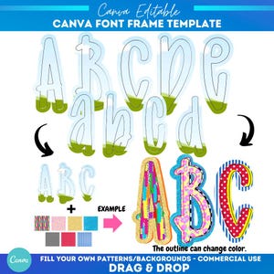 Canva frames bulletin boards Template | Sublimation | Custom Fill Pattern | Fill in Font Alphabet | Canva Frame Doodle | Canva alpha fonts
