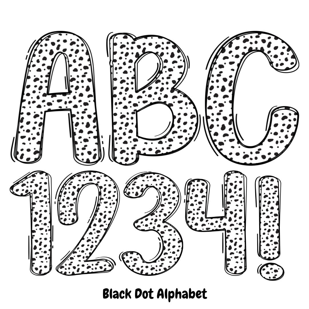 Dalmatian Doodle Font | Playful Spotted Alphabet PNG | Uppercase