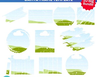 Marcos de Canva con efecto blanqueador / Arrastrar y soltar / Fácil de usar / Collage de fotos / Plantilla de pinceladas / Desgastado / Diseña tu propio Png