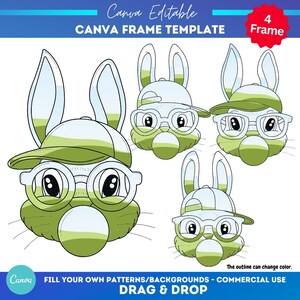Prénoms de Pâques garçon | Cadre en toile avec nom d'enfant et lapin de Pâques |  Pâques PNG pour tout-petits | Modèle Coquette Noeud de lapin de Pâques soufflant des bulles de Pâques
