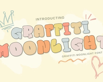 Graffiti Font Moon Light, Graffiti Letters, Urban Font, Street Font, Hip hop font, Graffiti Alphabet, Graffiti art, Font for canva