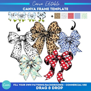 Easter Coquette Bow Canva Frame | Coquette Canva Templates Bundle | drag and drop Canva frames | Easter | Canva frame template