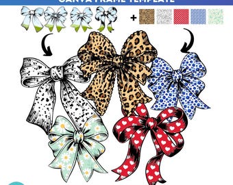 Easter Coquette Bow Canva Frame | Coquette Canva Templates Bundle | drag and drop Canva frames | Easter | Canva frame template