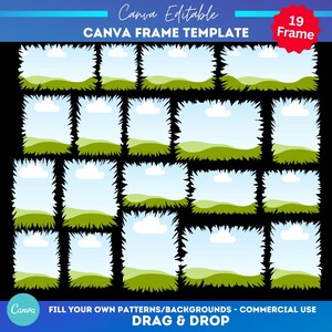 Bundle Distressed Frames Canva Editable | Füllen Sie Ihr eigenes Bild Bleach-Effekt Rahmenvorlage | Ziehen und ablegen Foto | Canva Hintergrund