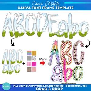 Moldura de alfabeto Canva | Doodle de letras e números | Modelo de Doodle | Design de Sublimação | Padrão de preenchimento personalizado | Fonte Canva | Preenchimento de alfabeto