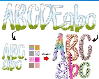 Canva alphabet frame doodle letters and Number | Doodle Template | Sublimation Design | Custom Fill Pattern | Font Canva |  Fill in Alphabet