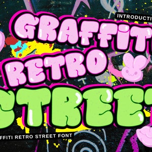 Graffiti Font Retro Street, Graffiti Letters, Urban Font, Street Font, Hip hop font, Graffiti Alphabet, Graffiti art, Font for canva