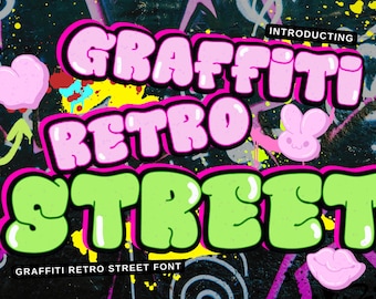 Graffiti Font Retro Street, Graffiti Letters, Urban Font, Street Font, Hip hop font, Graffiti Alphabet, Graffiti art, Font for canva