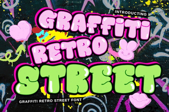 趣味 street fonts Graffiti Font Retro Street, Graffiti Letters, Urban Font, Street