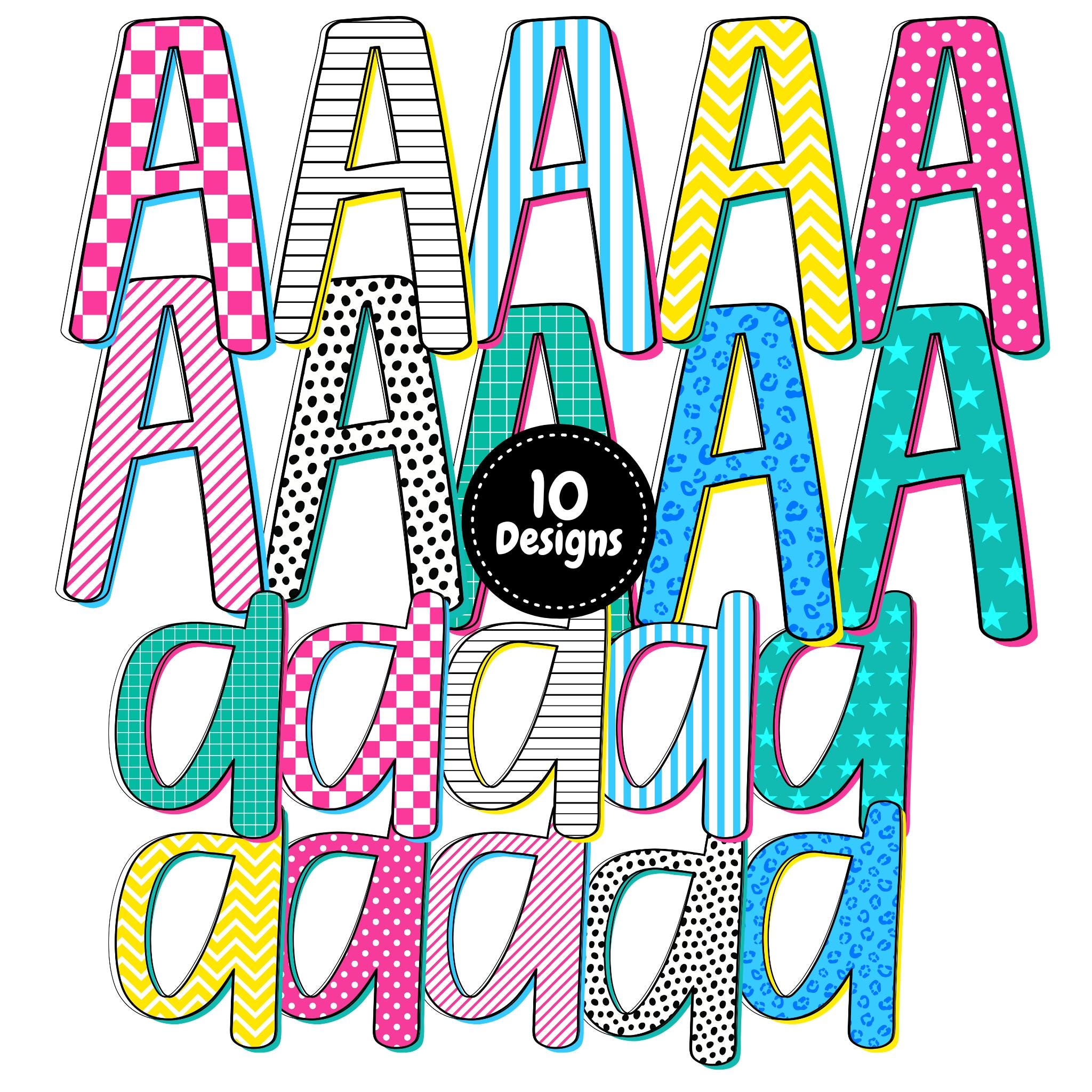 Preppy Retro Back to School Teacher Alphabet | Doodle Alpha Font ...