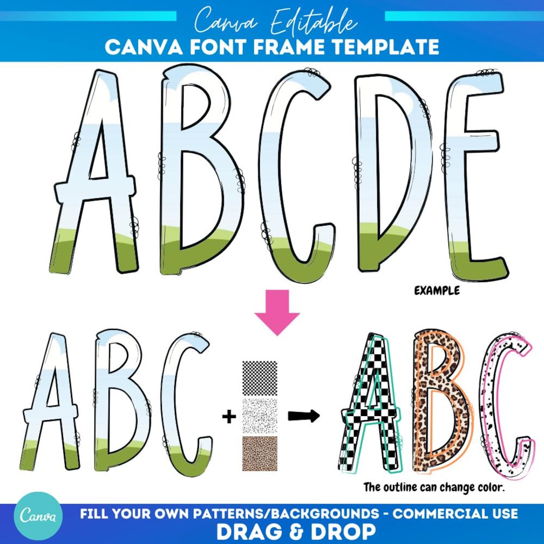 Canva Alpha Frame | Doodle Letter Alphabet Frame | Editable Handwritten ...