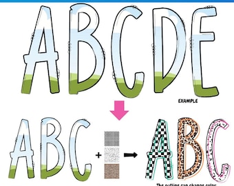 Canva Alpha Frame | Doodle Letter Alphabet Frame | Editable Handwritten Font Template | Customizable Drag and Drop Template | Canva letters